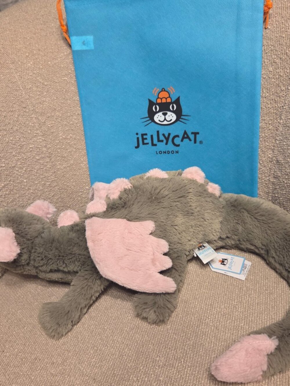 Jellycat Malachy Dragon Large 20 Inch Plush Stuffed Animal Toy RARE